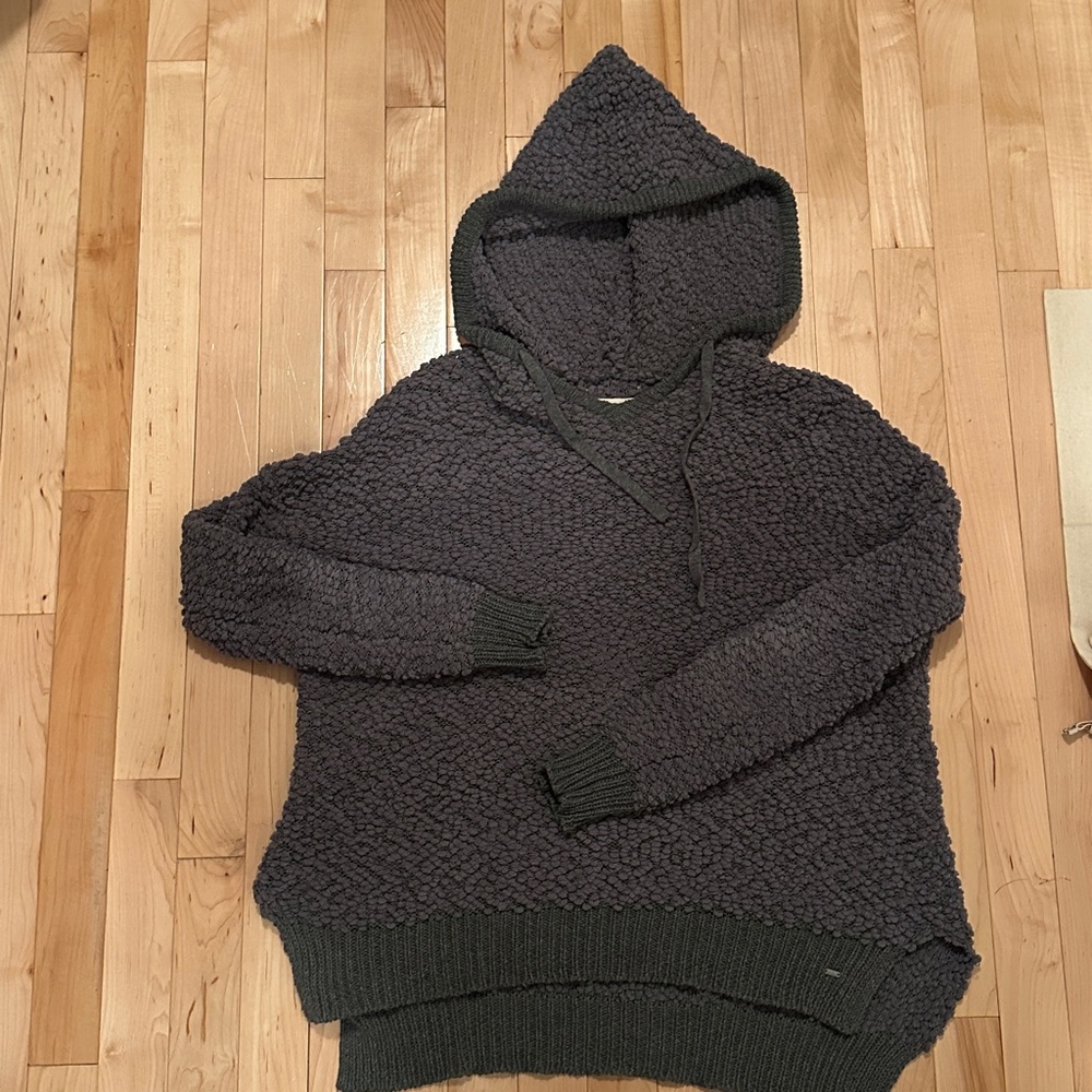 Rip Curl Grey Oversized Popcorn Sweater with Hood Size Small